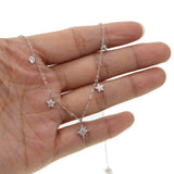 925 Sterling Sparkling Pave Cz Choker Necklace Drop Pendant