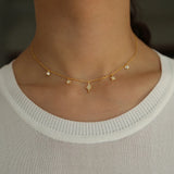 925 Sterling Sparkling Pave Cz Choker Necklace Drop Pendant