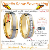 Love Alliances CZ Wedding Rings Set Stainless Steel Couple Ring