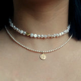 Love Heart 925 Sterling Silver Choker Necklace Baroque Pearl Necklace