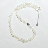 Love Heart 925 Sterling Silver Choker Necklace Baroque Pearl Necklace