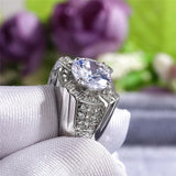10mm CZ Wedding Ring Stainless Steel Bridal Anniversary Gift