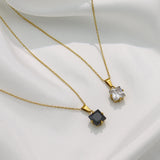 Clear Zircon Pendant Chain Necklace, Men's Stainless Steel Jewelry