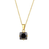 Clear Zircon Pendant Chain Necklace, Men's Stainless Steel Jewelry