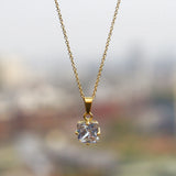 Clear Zircon Pendant Chain Necklace, Men's Stainless Steel Jewelry