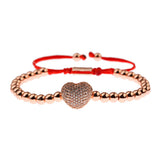 CZ Heart Beads Charms Bracelet Classic Adjustable Homme Jewelry