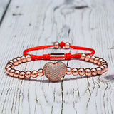 CZ Heart Beads Charms Bracelet Classic Adjustable Homme Jewelry