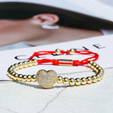 CZ Heart Beads Charms Bracelet Classic Adjustable Homme Jewelry