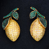 Yellow Lemon Earrings CZ Bridal Wedding Jewelry