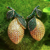 Yellow Lemon Earrings CZ Bridal Wedding Jewelry