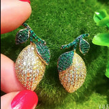 Yellow Lemon Earrings CZ Bridal Wedding Jewelry