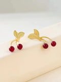 Vintage 100% Copper Cherry Womens Stud Earring for Party