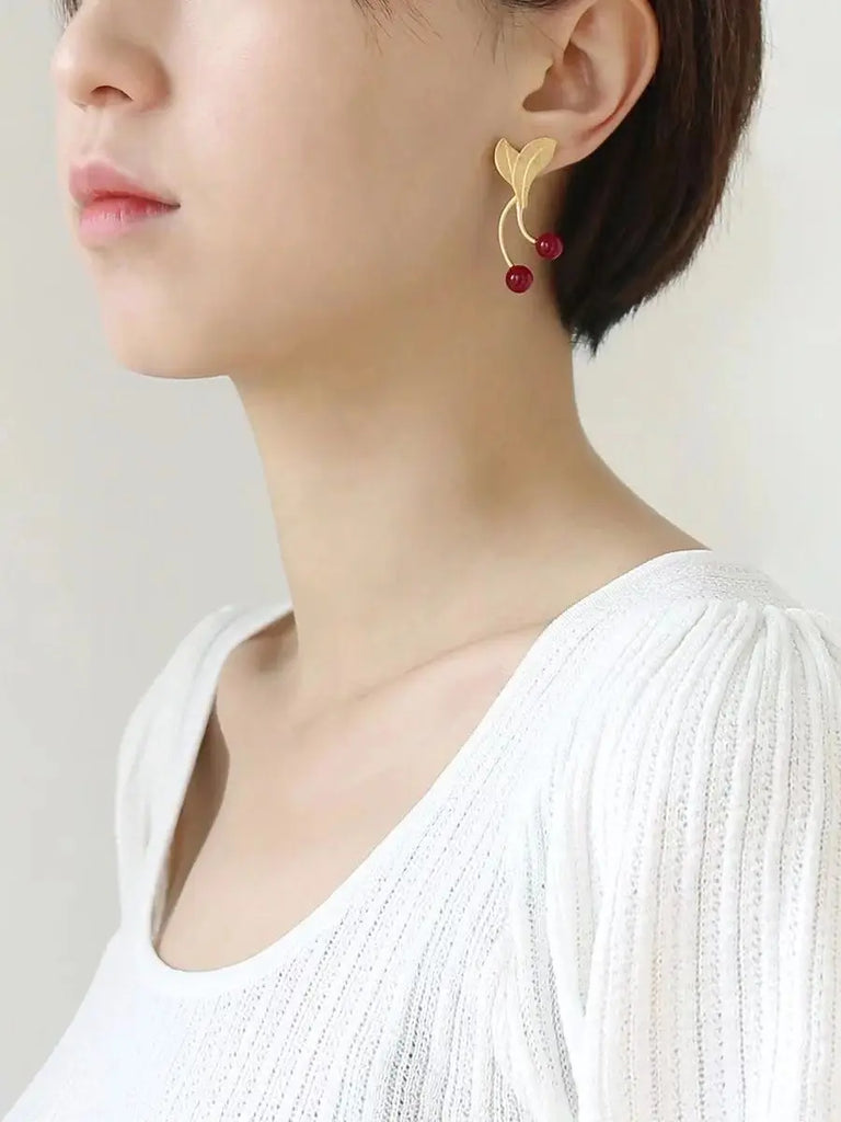Vintage 100% Copper Cherry Womens Stud Earring for Party