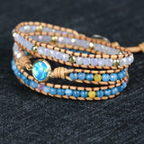 Round Shape Charm Leather Wrap Bracelet Bangle Ocean Jewelry