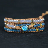 Round Shape Charm Leather Wrap Bracelet Bangle Ocean Jewelry