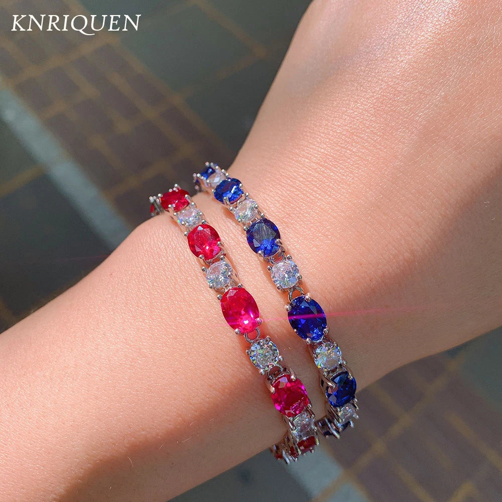 Simulated Tanzanite Sapphire Ruby Gemstone Bracelet