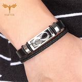 Men's Stainless Steel Leather Bracelet Couple Wristband Cuff