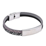 Stainless Charm Magnetic Bracelet Leather Steel Braided Rock Punk Bangle