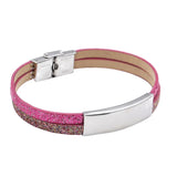 Stainless Charm Magnetic Bracelet Leather Steel Braided Rock Punk Bangle