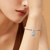 925 Silver Glitter Globe Mum Dangle Charm for Bracelet