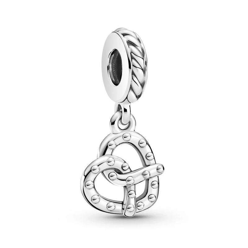 925 Silver Pretzel Dangle Charm Bead for Bracelet DIY Jewelry