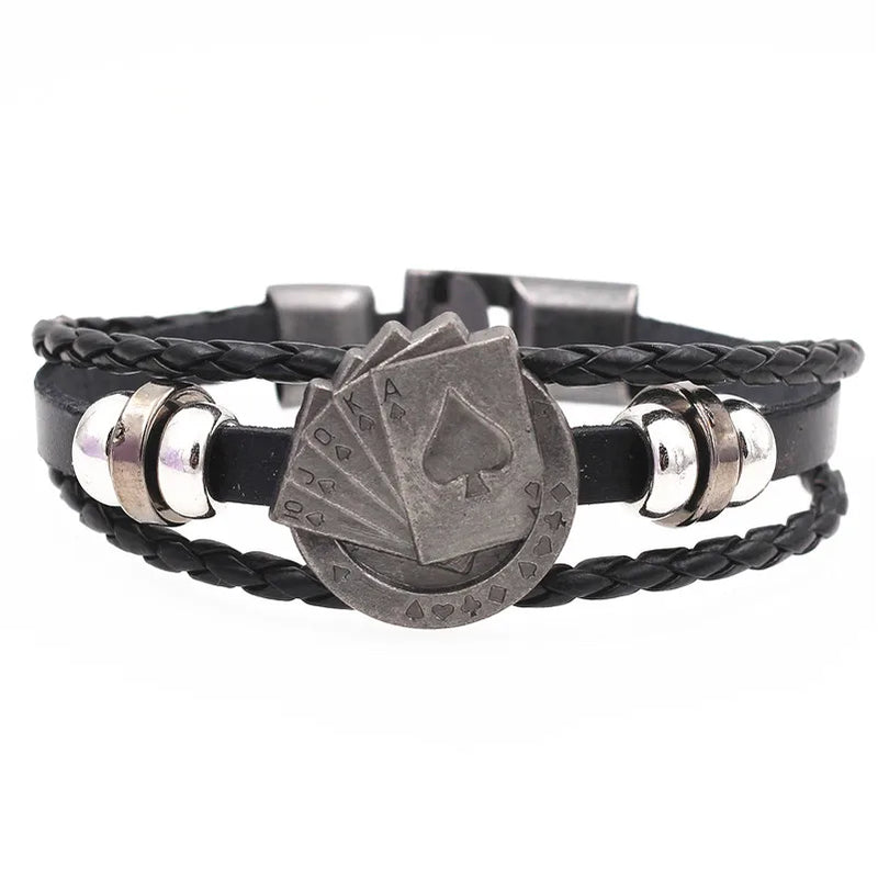 Multilayer Braided Leather Bracelet Punk Rock Men Jewelry