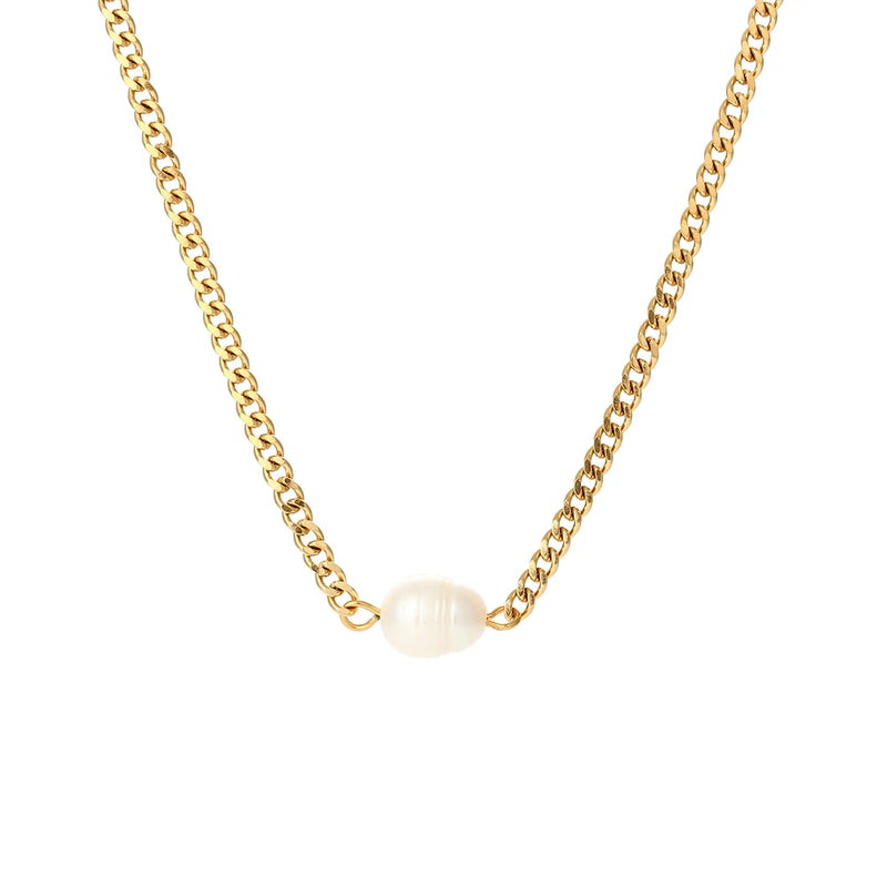 Cuban Chain Pearl Pendant Necklace For Women High Jewelry Gift