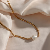 Cuban Chain Pearl Pendant Necklace For Women High Jewelry Gift