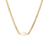 Cuban Chain Pearl Pendant Necklace For Women High Jewelry Gift