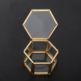 Hexagon Glass Jewelry Box Wedding Ring Box Jewellery Organizer