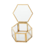 Hexagon Glass Jewelry Box Wedding Ring Box Jewellery Organizer