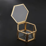 Hexagon Glass Jewelry Box Wedding Ring Box Jewellery Organizer