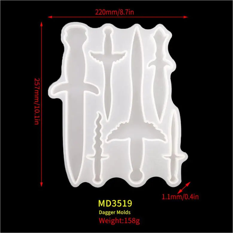 Transparent Silicone Mould Resin Dagger Sword Mold DIY Craft Epoxy Jewelry