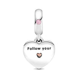 Dog Bone Graduation Cap Pink Dangle DIY Bead Charm for Bracelet