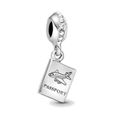 Dog Bone Graduation Cap Pink Dangle DIY Bead Charm for Bracelet
