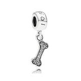 Dog Bone Graduation Cap Pink Dangle DIY Bead Charm for Bracelet