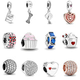 Dog Bone Graduation Cap Pink Dangle DIY Bead Charm for Bracelet