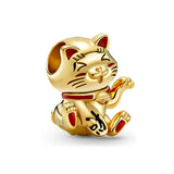 Lucky Cat Key Lock Bella Mom Castle Silver 925 Charm Bead
