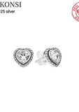 925 Sterling Silver Rose Crystal Studs Earring for Women Wedding Gift