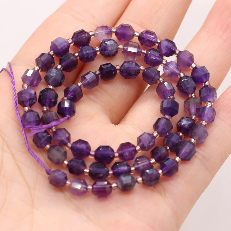 6mm Natural Agates Stone Beads Faceted Amethysts DIY Necklace Accessories