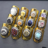 Golden Plated Crystal Druzy Finger Ring Gem Stone Charm Women