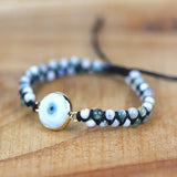 Natural Stone Vintage Leather Braid Wrap Bracelet