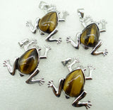 Natural Stone Quartz Crystal Tiger Eye Frog Charm Pendant for DIY Jewelry Making