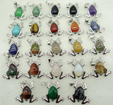 Natural Stone Quartz Crystal Tiger Eye Frog Charm Pendant for DIY Jewelry Making