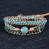 African Turquoise Charm Wrap Bracelets Set