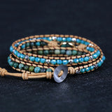 African Turquoise Charm Wrap Bracelets Set