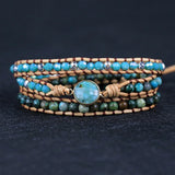 African Turquoise Charm Wrap Bracelets Set
