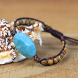 Natural Stone Amazonite Charm Bracelet Wrap Boho Yoga Friendship Jewelry