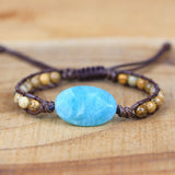 Natural Stone Amazonite Charm Bracelet Wrap Boho Yoga Friendship Jewelry