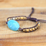 Natural Stone Amazonite Charm Bracelet Wrap Boho Yoga Friendship Jewelry